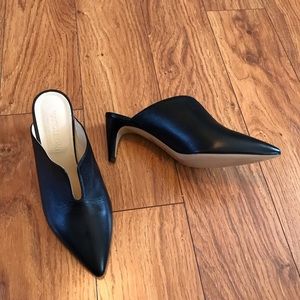 Napoleoni Haute Italian Black Leather Mules Sz 38